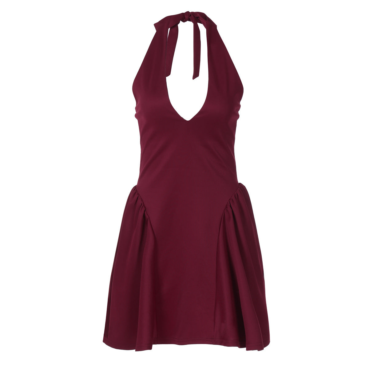 Elegant Deep V‑Neck Halter Dress V-neck Halter Dress