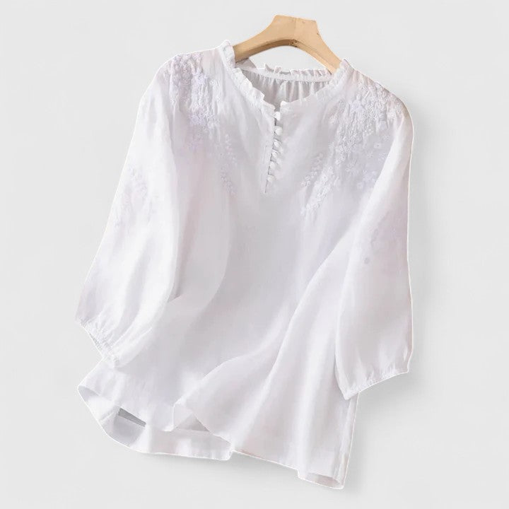 Vasilene Button-Front Blouse - Chic & Timeless White Blouses