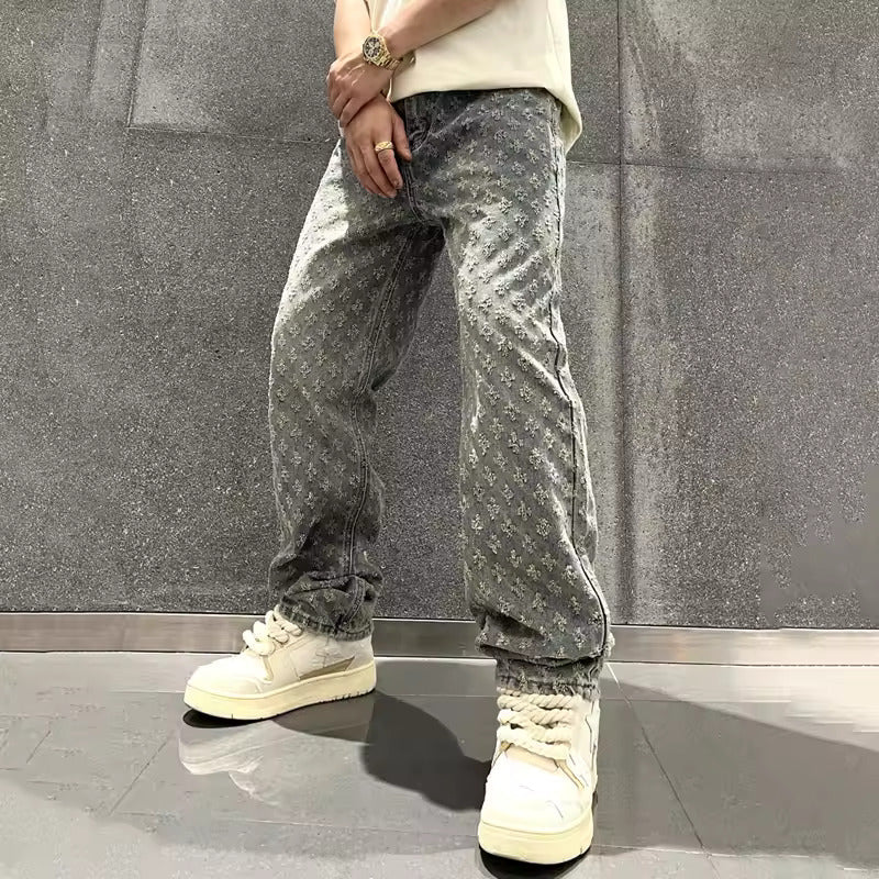 Premium Jacquard Denim Jeans Blue Pants