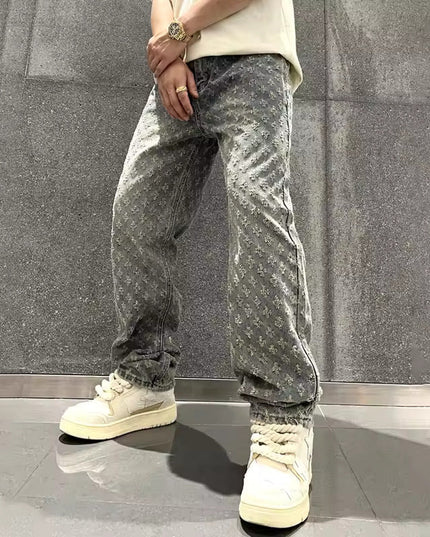 Premium Jacquard Denim Jeans Blue Pants