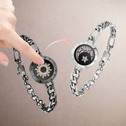 Sun and Moon totwoo Love Bracelets,Long Distance Relationship touch Light up & Vibrate Bracelets for Couples, Gifts Figaro Black Sliver Jewellery