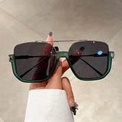 Vintage Oversized Square UV-400 Sunglasses – Trendy Green Gray Sunglasses