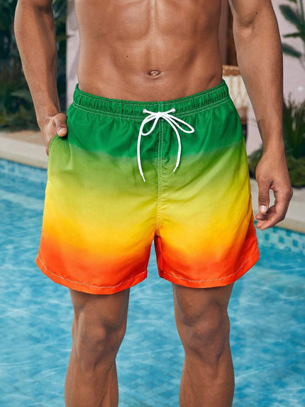 Men's Gradient Color Block Swim Trunks DKMAX259687 Shorts