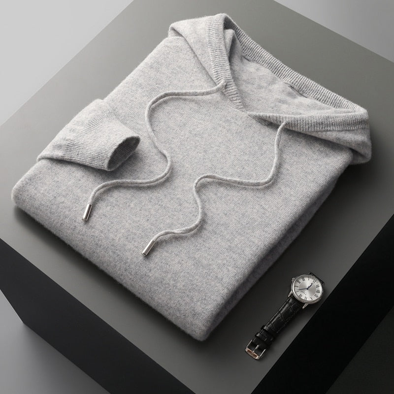 Premium Merino Wool Hoodie Light Gray Merino Wool Hoodie