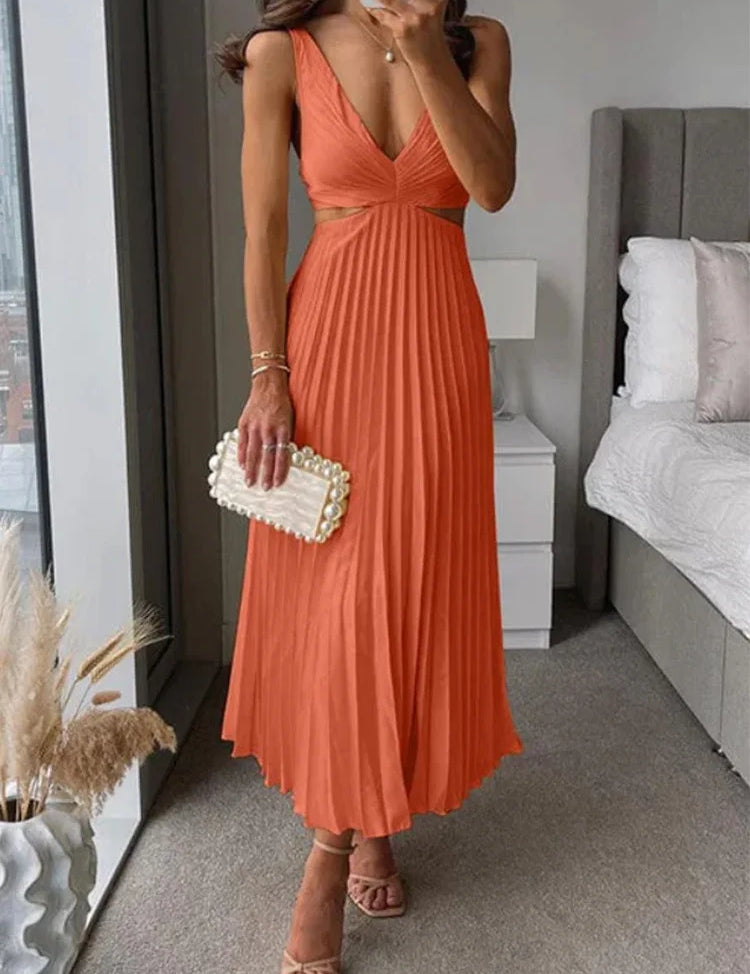 Noa | Posture-Improving Pleated Dress Orange Dress