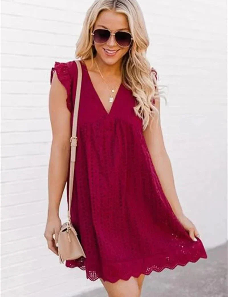 Divine™ | Luxury Lace Romper Dress Red Dresses
