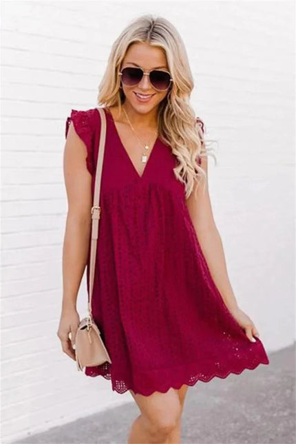 Divine™ | Luxury Lace Romper Dress Red Dresses