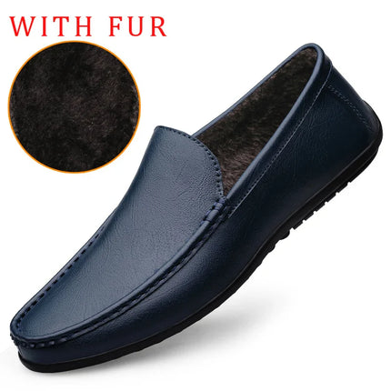 Austin™ | Casual Soft Loafers Blue with fur Shoes