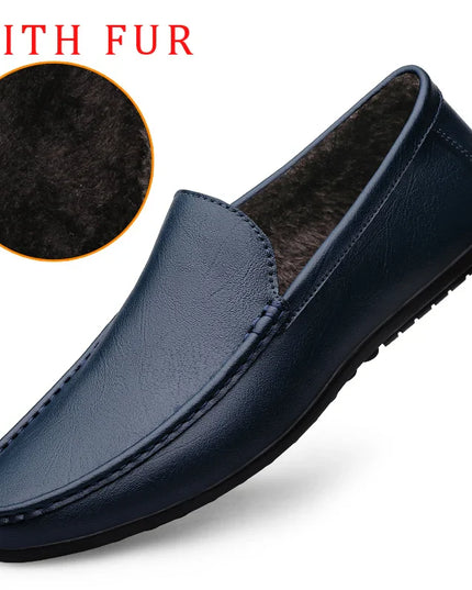 Austin™ | Casual Soft Loafers Blue with fur Shoes