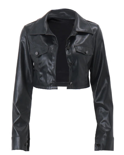 Faux Leather Crop Jacket Women Jacket