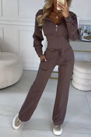 Davina™ | Casual Sportswear for Autumn Hooded Sweatshirts & Tracksuit Brown Two piece set