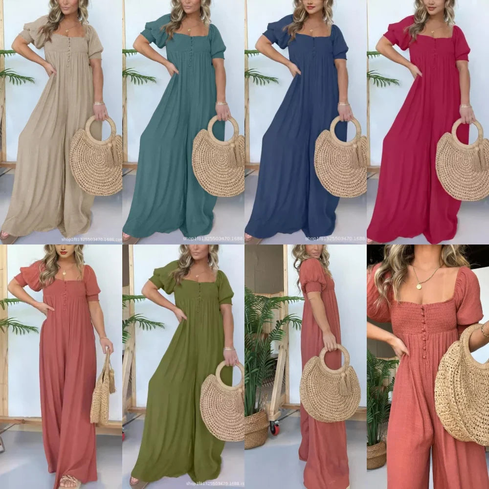 Wyn™ | Feminine Flair Smocked Jumpsuit Jumpsuit