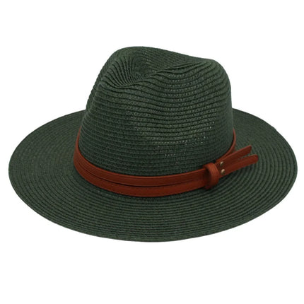 Breathable Straw Panama Sun Hat Dark green Hats
