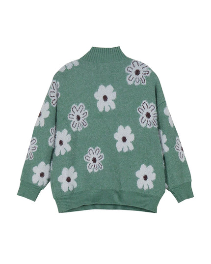Plus Size Cozy Elegant Printed Zip Crew Neck Sweater Women Sweater