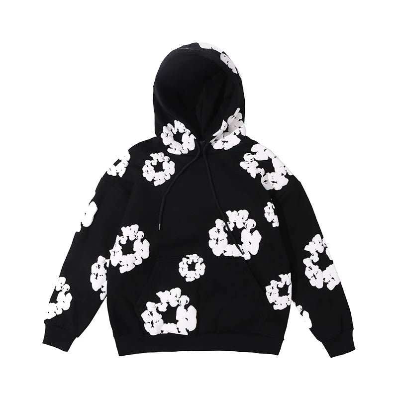 Denim Tears Men's Casual Hooded Sweatshirt Black Hoodie