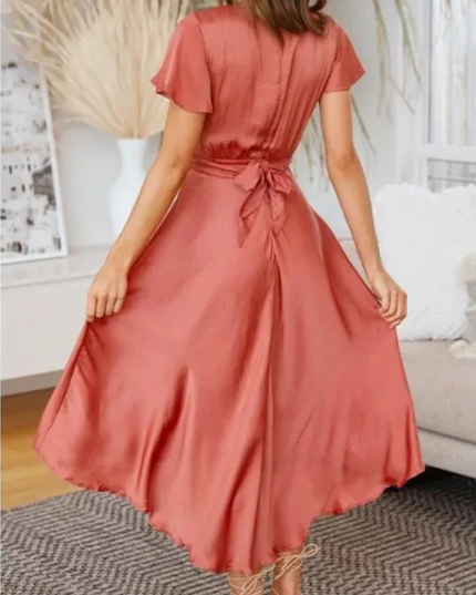 Ariella™ | Satin Tie-Front Midi Dress Dresses