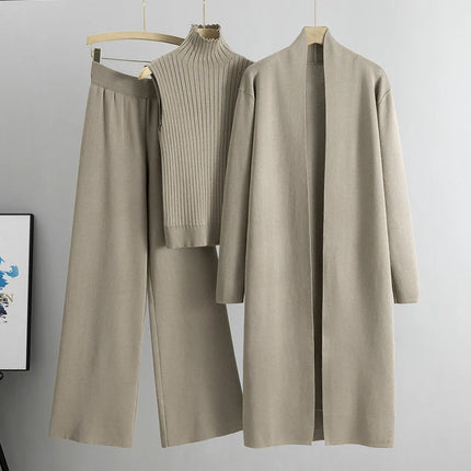 Elisabeth™ | Women's Knitted 3 Piece Set Brown One Size Fits All