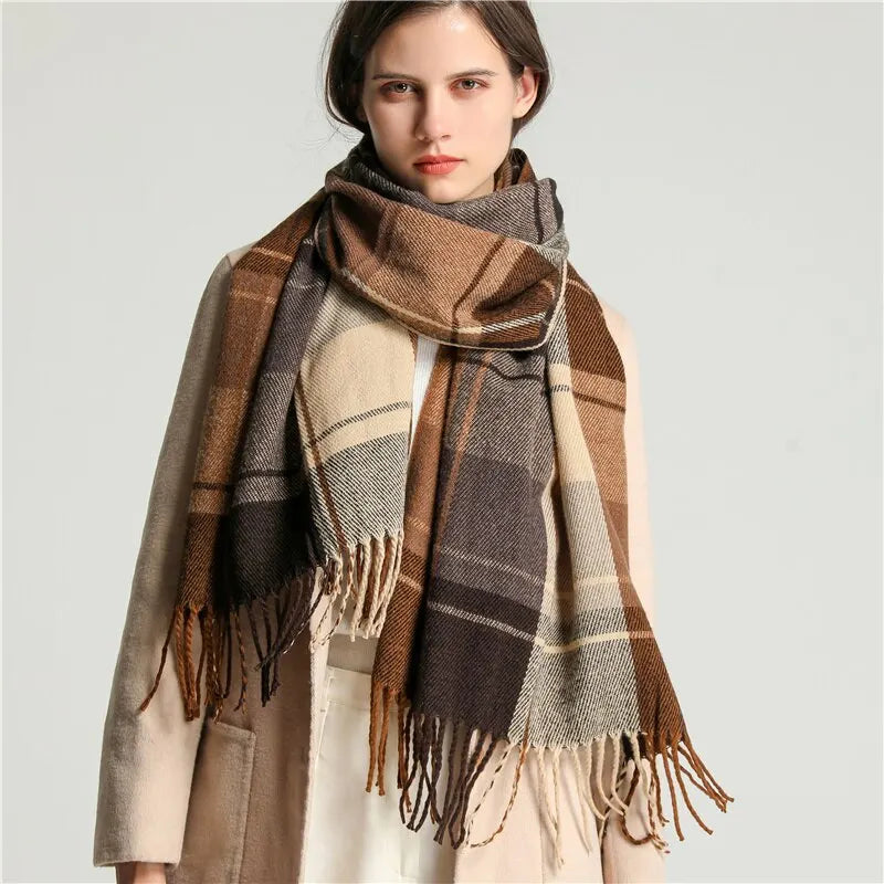Whisper Plaid Scarf – Ultra-Soft Cashmere Blend Wrap Women's Clothing