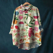 Liesa | Elegant Women's Floral Shirt Green