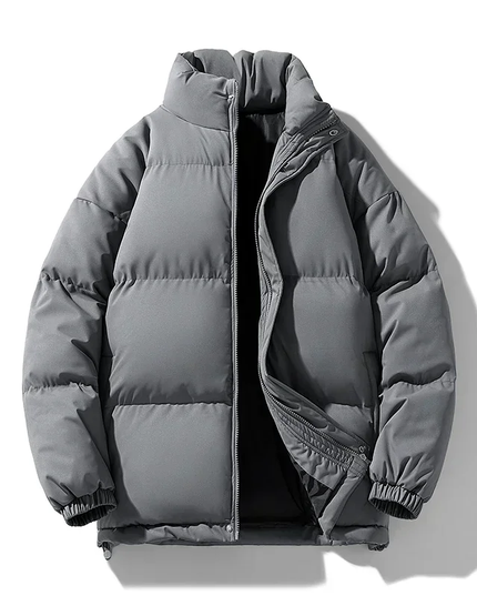 Collared Puffer Jacket Gray Men's Clothing