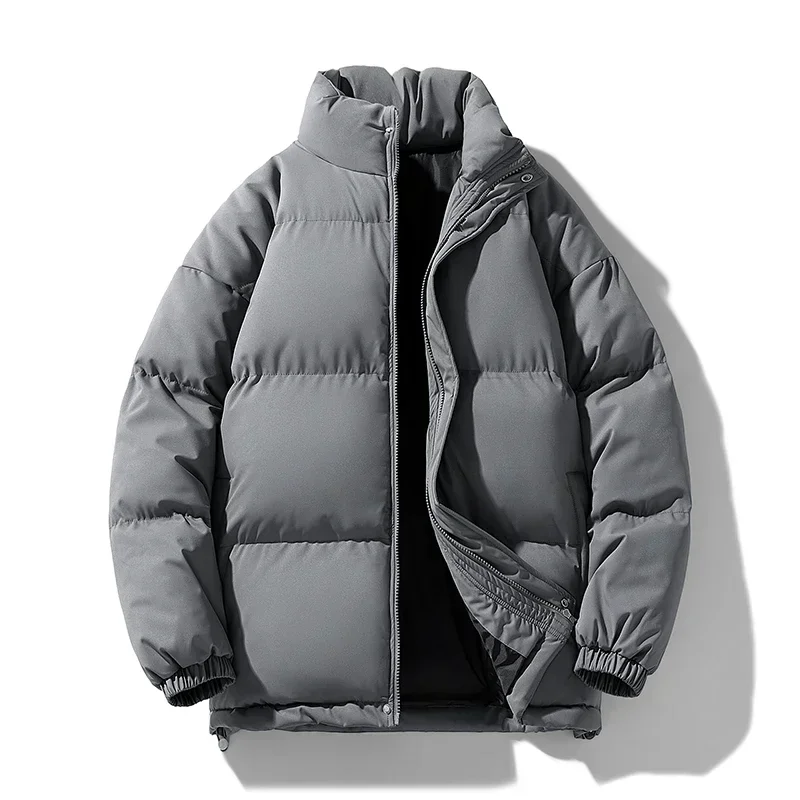 Collared Puffer Jacket Gray Men's Clothing