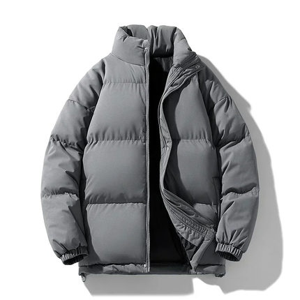 Collared Puffer Jacket Gray Men's Clothing