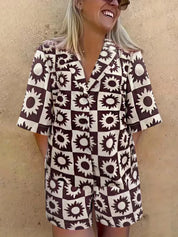 Janelle™ | Summer Patterned Set Chocolate Dresses