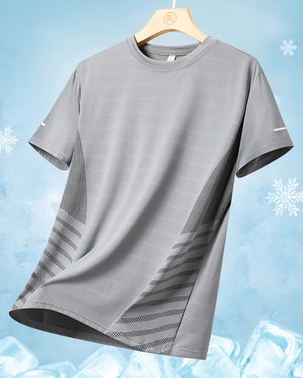 Men’s Summer Ice Silk Running T‑Shirt Gray Men T-Shirts