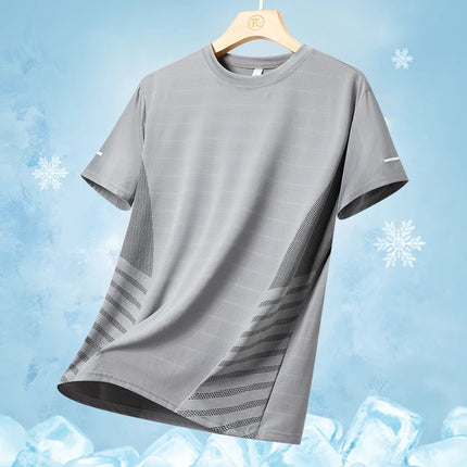 Men’s Summer Ice Silk Running T‑Shirt Gray Men T-Shirts