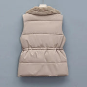 Elegant Layering Vest – Faux-Fur Collar Puffer Women's Jacket