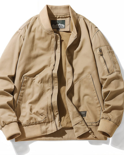 Collared Bomber Jacket Khaki Men's Clothing