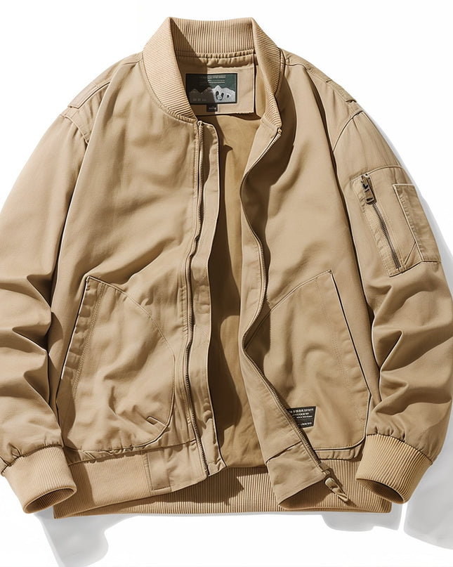 Collared Bomber Jacket Khaki Men's Clothing