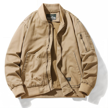Collared Bomber Jacket Khaki Men's Clothing