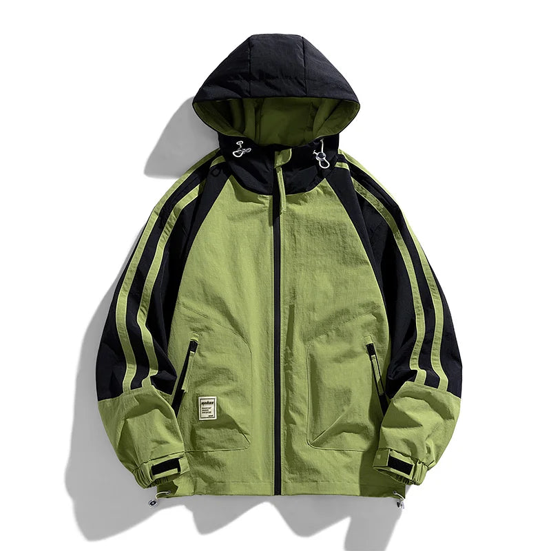 Horizon Striped Weather‑Resistant Jacket Green Men's Winter Jacket