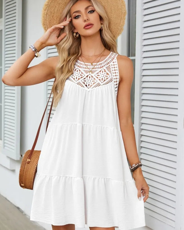 Cassandra™ | Casual Sleeveless Pleated Mini Dress White Dresses