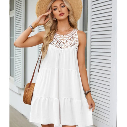Cassandra™ | Casual Sleeveless Pleated Mini Dress White Dresses