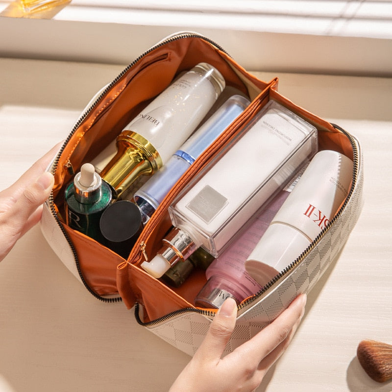 Boho Luxury Checkered Makeup Bag Cosmetic Bag