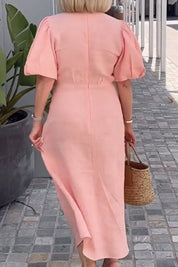 Esther | V-Neck Cotton Dress With Laces Dresses