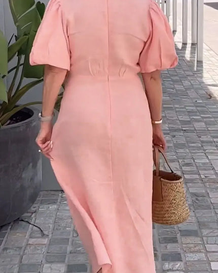 Esther | V-Neck Cotton Dress With Laces Dresses