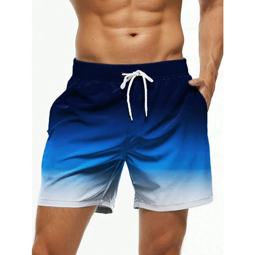 Men's Gradient Color Block Swim Trunks - OKOHOKO™ FASHION
