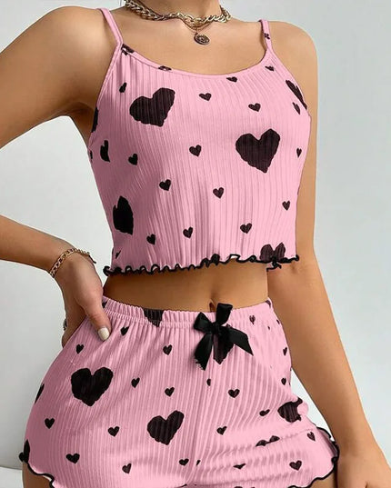 LUSTIQUE™ HEART PRINT PYJAMA SET pink