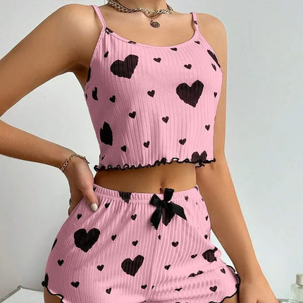 LUSTIQUE™ HEART PRINT PYJAMA SET pink