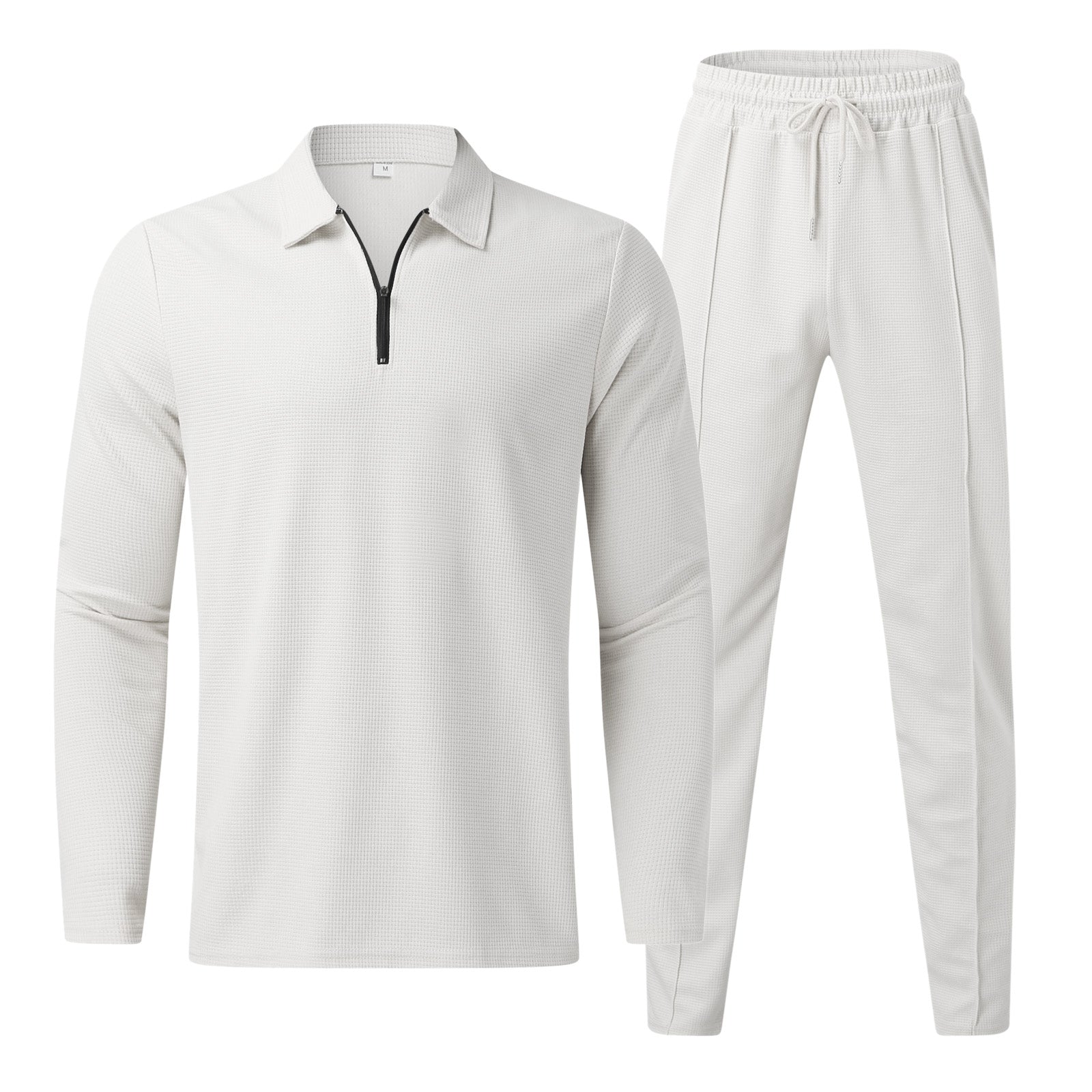 Men's Full-Zip Tracksuit Set White Tracksuit