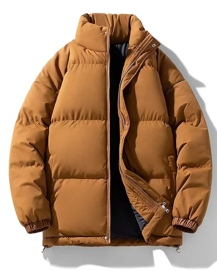 Collared Puffer Jacket Brown Men's Clothing