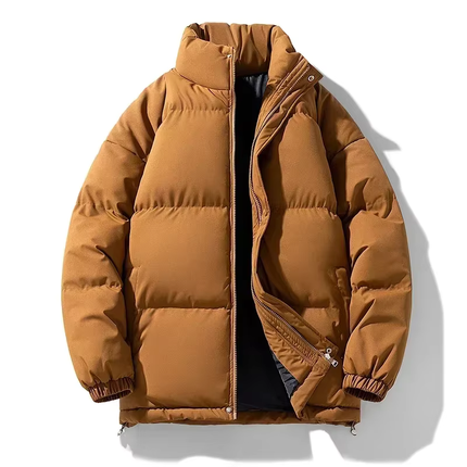 Collared Puffer Jacket Brown Men's Clothing