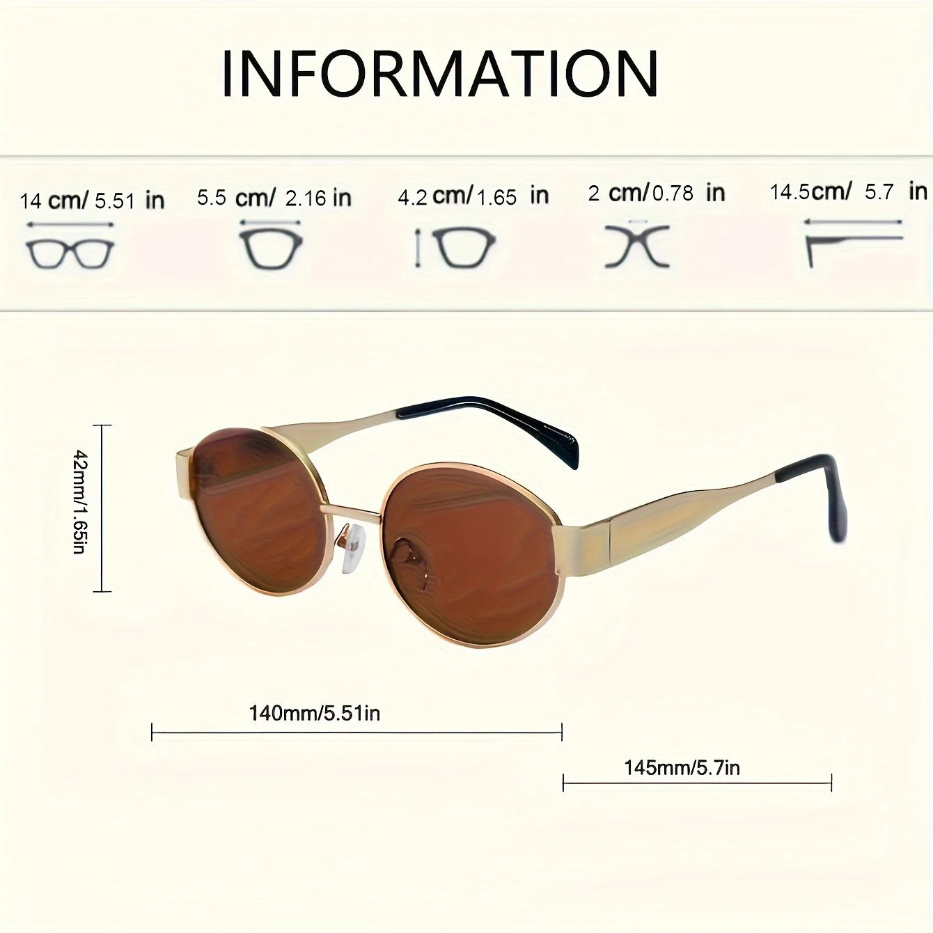 Trendy Unisex Oval Metal Frame Sunglasses Sunglasses