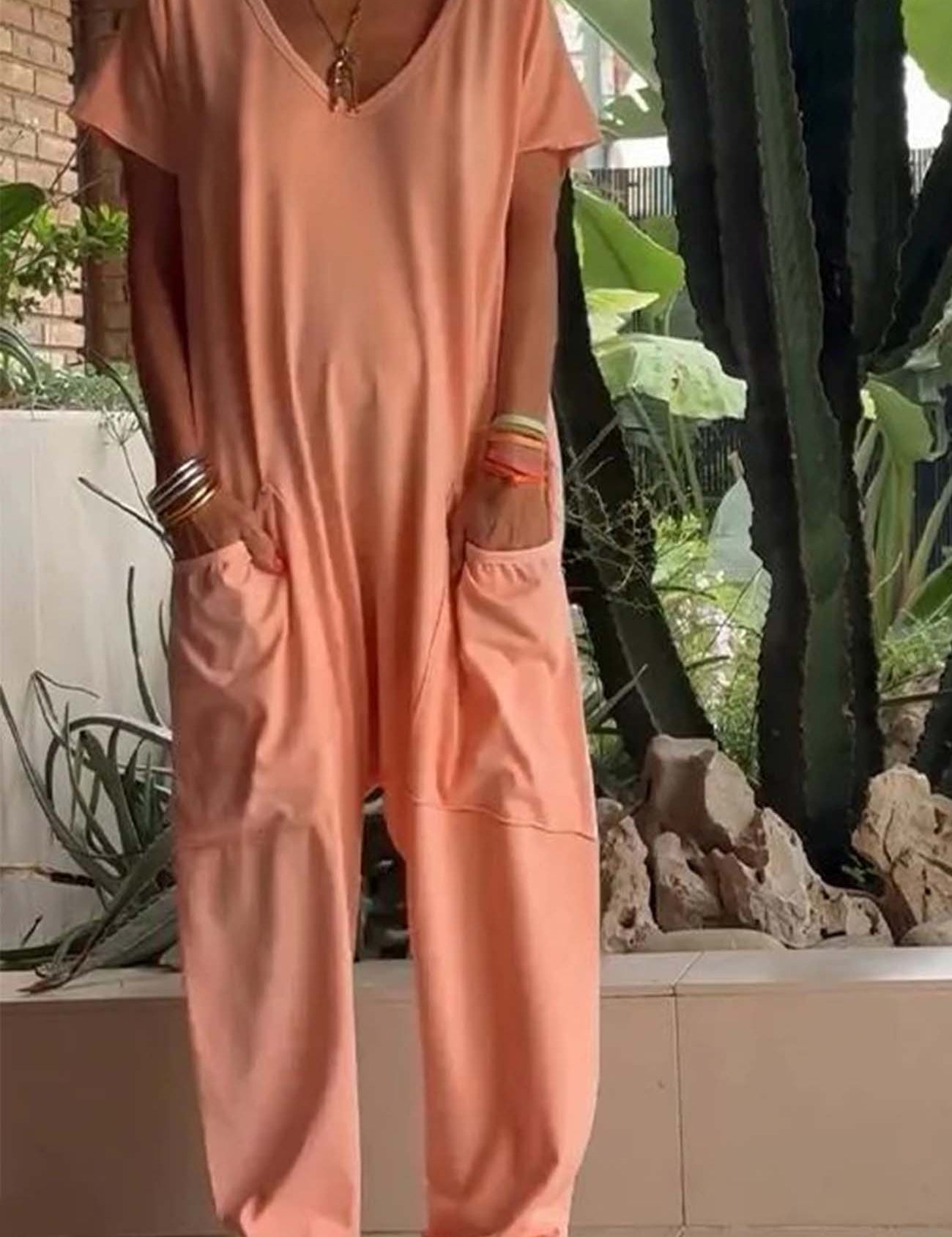 Velmora | Effortless Chic Jumpsuit Peach Orange