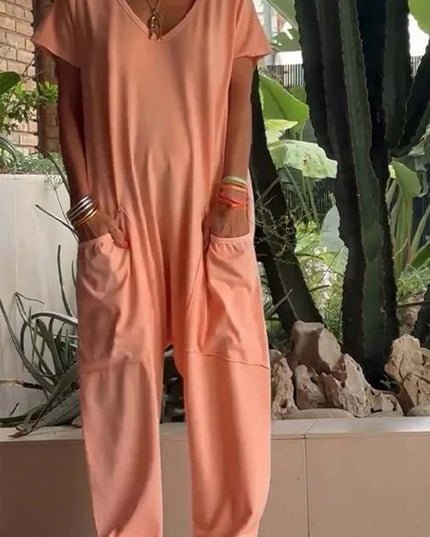 Velmora | Effortless Chic Jumpsuit Peach Orange