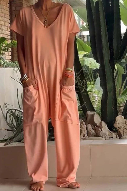 Velmora | Effortless Chic Jumpsuit Peach Orange