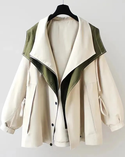 Women's Windproof Trench Jacket White Jacket